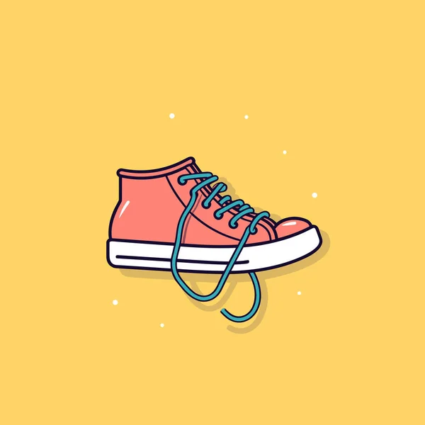 Mavi Bağcıklı Bir Çift Kırmızı Spor Ayakkabı — Stok Vektör