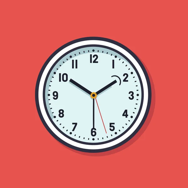 黄色の秒針付きの赤い背景の時計 — ストックベクタ