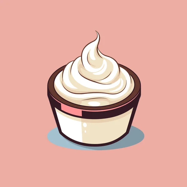 Une Tasse Crème Fouettée Sur Fond Rose — Image vectorielle