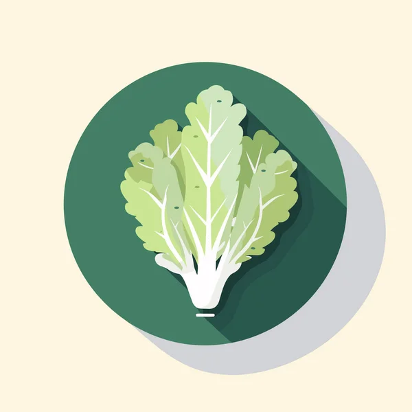 Зеленый Листовой Овощ Зеленом Круге — стоковый вектор