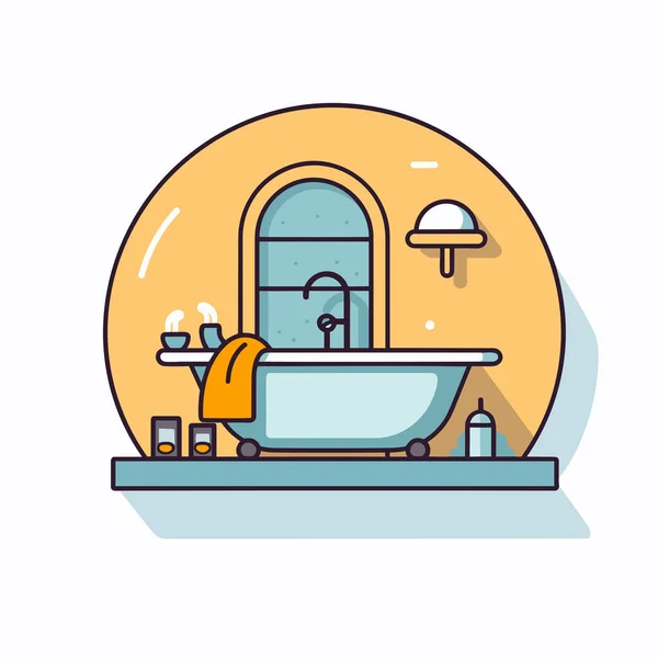 Küveti Lavabosu Olan Bir Banyo — Stok Vektör