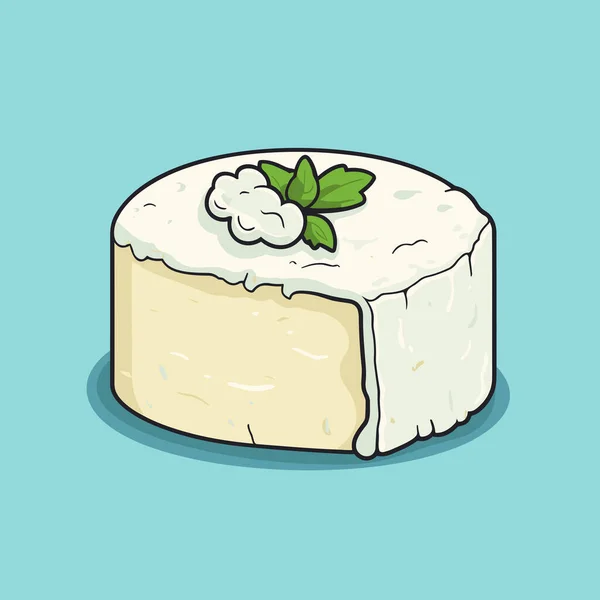 Ein Stück Kuchen Mit Einem Grünen Blatt Obendrauf — Stockvektor