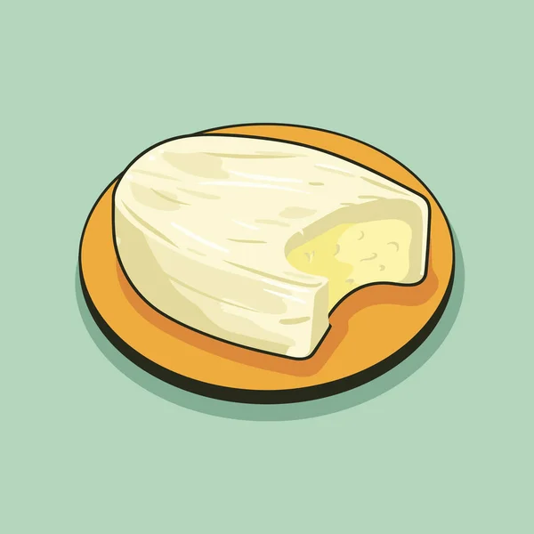 Ein Stück Brot Auf Einem Teller Auf Grünem Hintergrund — Stockvektor