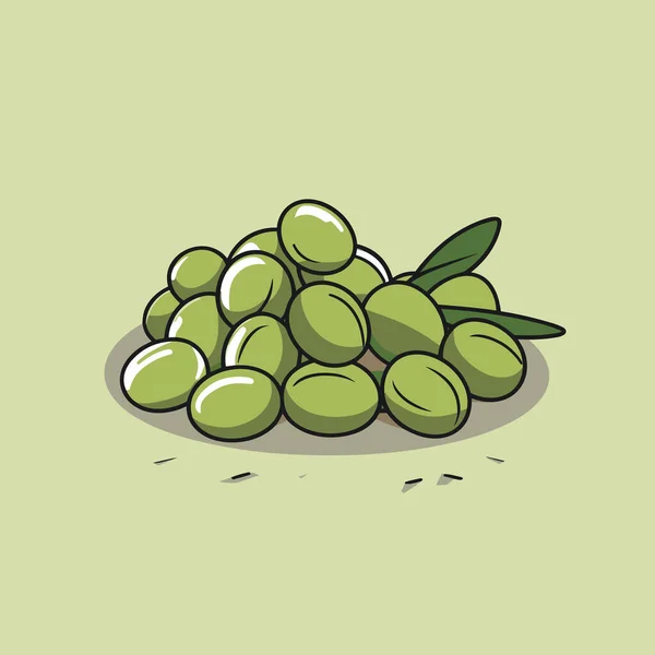 Hromada Zelených Oliv Zeleném Pozadí — Stockový vektor