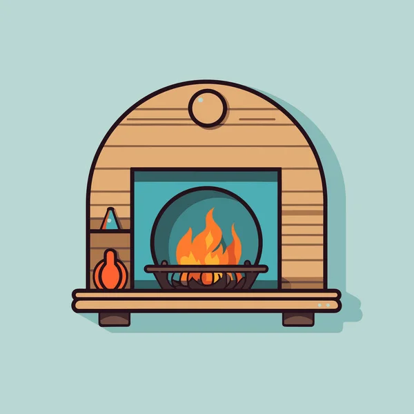 Fireplace Fire — Stock Vector