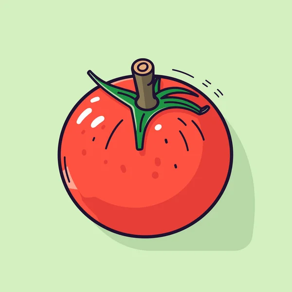 Eine Tomatenzeichnung Auf Grünem Hintergrund — Stockvektor