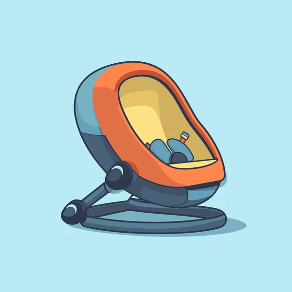 Asiento Bebé Naranja Azul Sentado Encima Piso Azul — Vector de stock