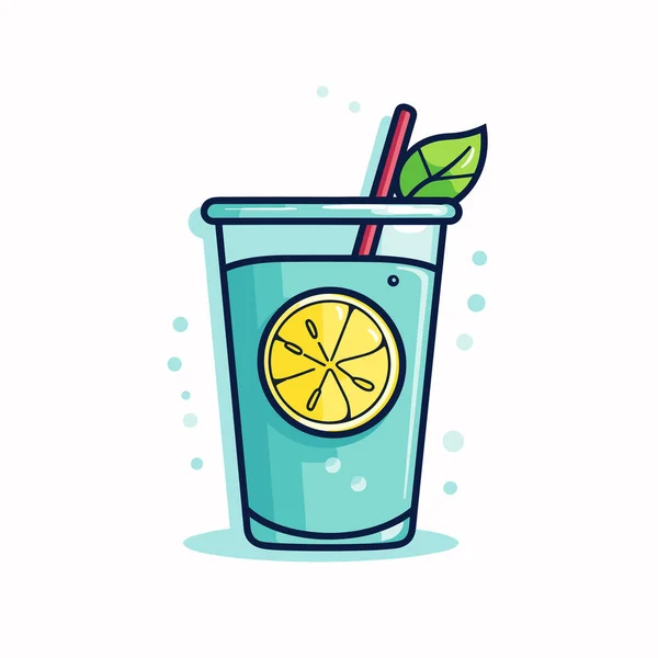 Ein Glas Limonade Mit Grünem Blatt Drauf — Stockvektor