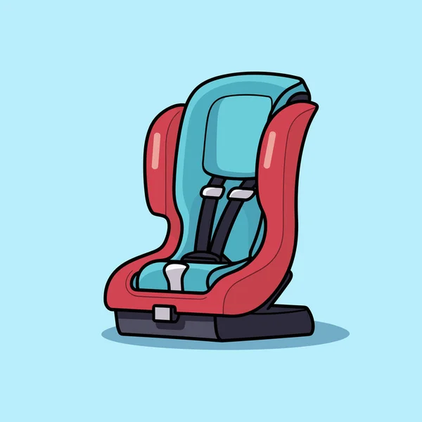 Een Rood Blauw Autostoeltje Een Blauwe Achtergrond — Stockvector