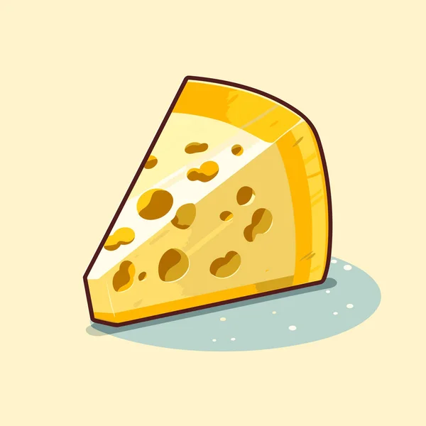 黄色の背景にチーズの一片 — ストックベクタ