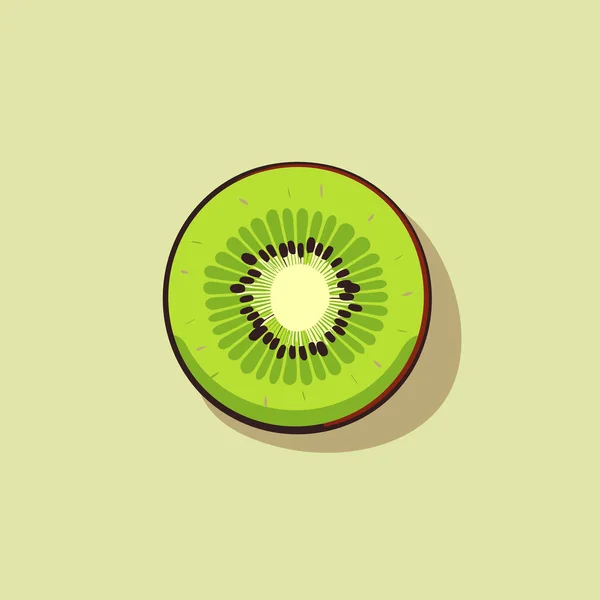 Kiwi Coupé Deux Sur Fond Vert Clair — Image vectorielle