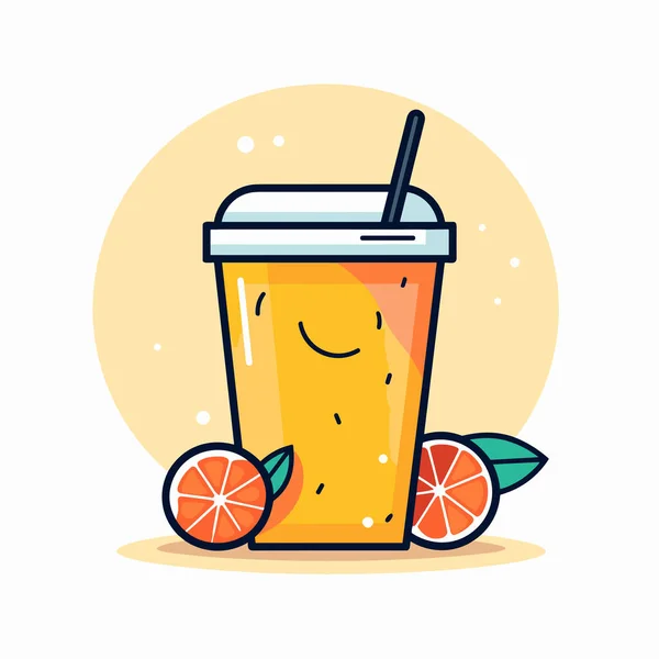 Een Glas Sinaasappelsap Met Een Rietje — Stockvector