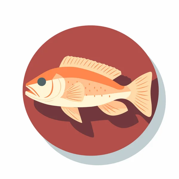 Een Vis Een Cirkel Een Witte Achtergrond — Stockvector
