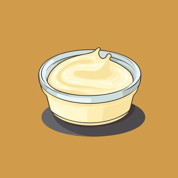 Bol Mayonnaise Sur Fond Brun — Image vectorielle