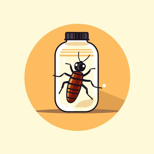 Bug Jar Yellow Background — Stock Vector