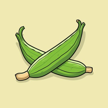 Birbirinin üzerine oturmuş bir çift yeşil fasulye.