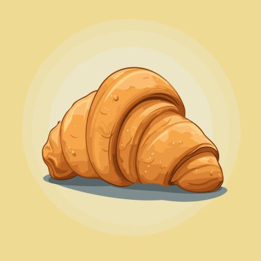 Sarı bir yüzeyde oturan bir kruvasan.