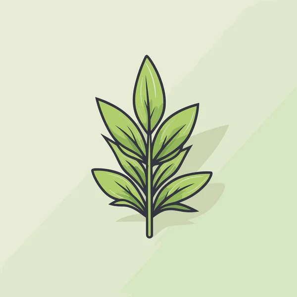 Ένα Πράσινο Φύλλο Ανοιχτό Πράσινο Φόντο — Διανυσματικό Αρχείο