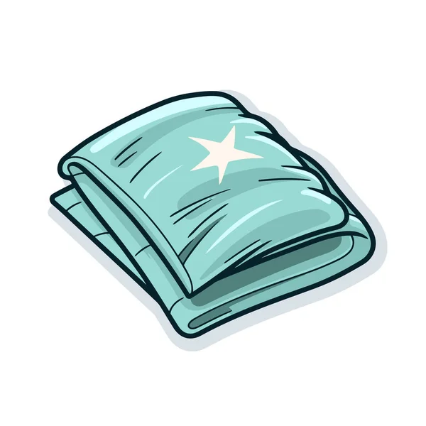 Una Almohada Azul Con Una Estrella Blanca — Vector de stock