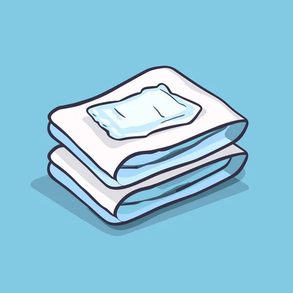Ein Stapel Gefalteter Handtücher Auf Blauem Hintergrund — Stockvektor