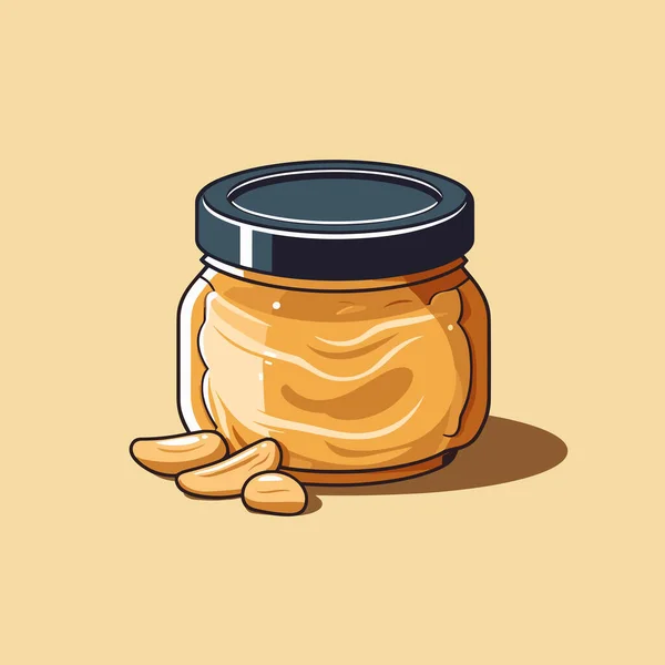 Ein Glas Erdnussbutter Auf Gelbem Hintergrund — Stockvektor