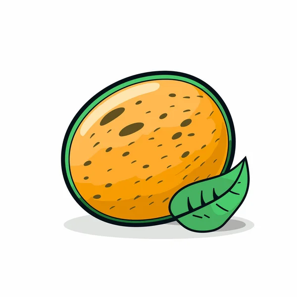 Una Naranja Con Una Hoja Verde Encima — Vector de stock