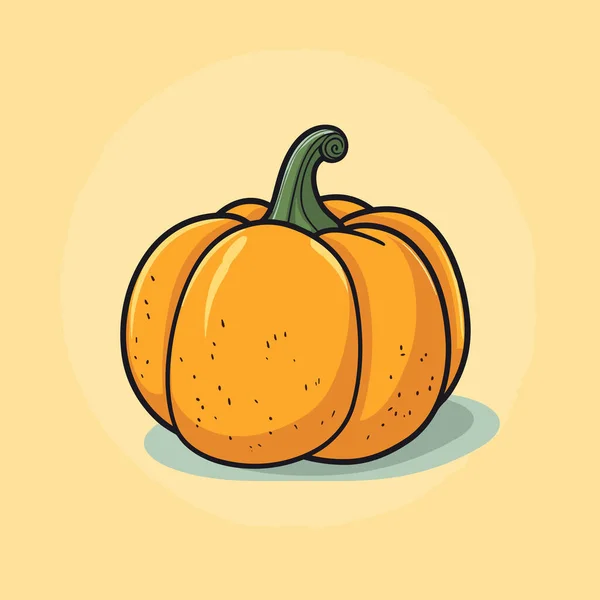 Drawing Pumpkin Yellow Background — Stock Vector