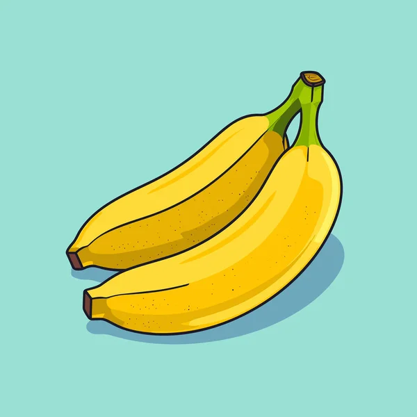 Couple Bananas Sitting Top Blue Surface — Stock Vector