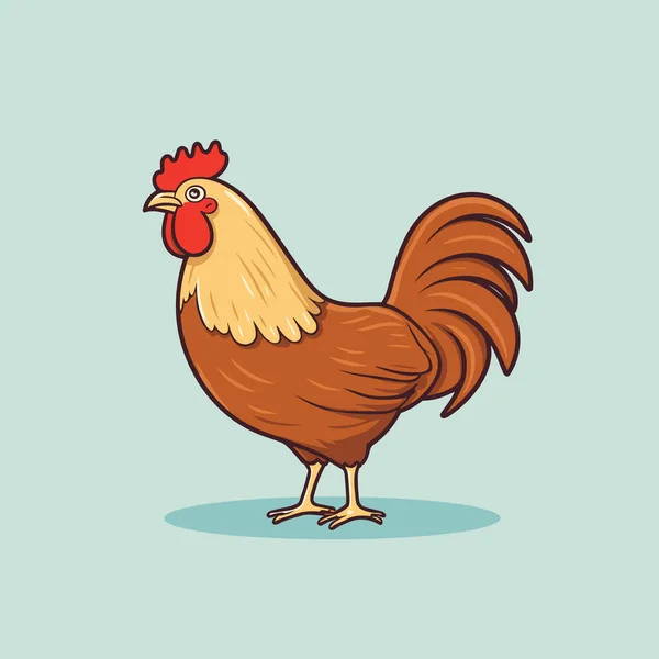 Ein Braunes Huhn Auf Blauem Hintergrund — Stockvektor
