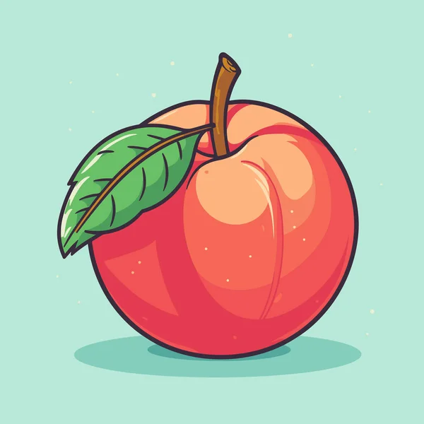 Ein Apfel Mit Grünem Blatt Darauf — Stockvektor