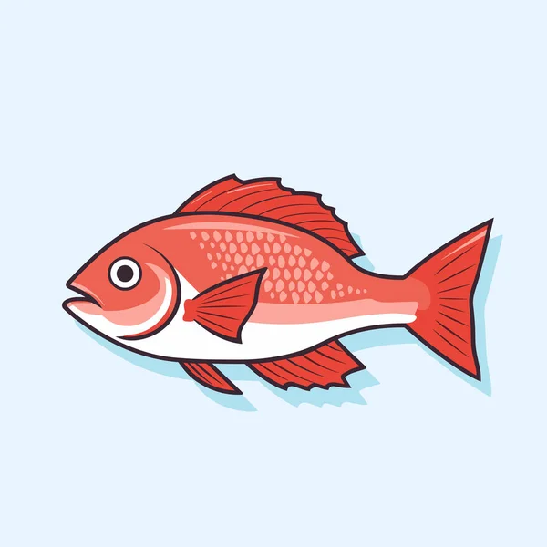 Červená Ryba Světle Modrém Pozadí — Stockový vektor