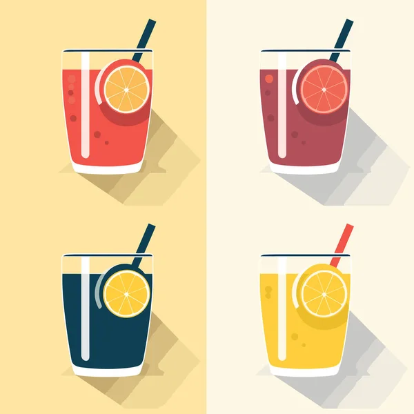 Три Стакана Различных Видов Напитков — стоковый вектор