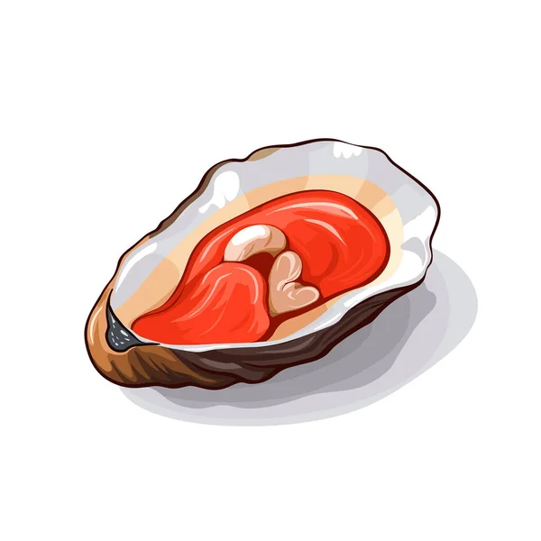 Eine Offene Austernschale Mit Einem Herzen Inneren — Stockvektor