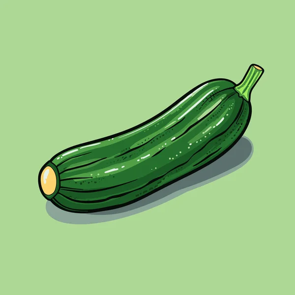 Yeşil Arka Planda Yeşil Bir Salatalık — Stok Vektör
