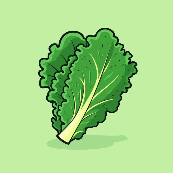 Légume Feuillu Vert Sur Fond Vert — Image vectorielle