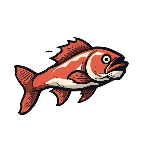 Czerwona Ryba Białym Paskiem Niej — Wektor stockowy