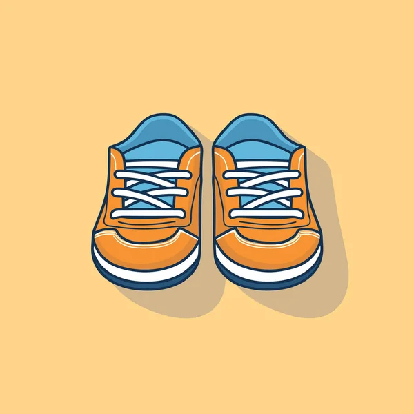 一双黄色底色的橙色和蓝色的鞋子 — 图库矢量图片