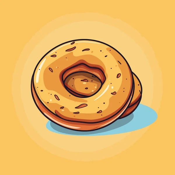 Ein Donut Der Übereinander Auf Gelbem Hintergrund Sitzt — Stockvektor