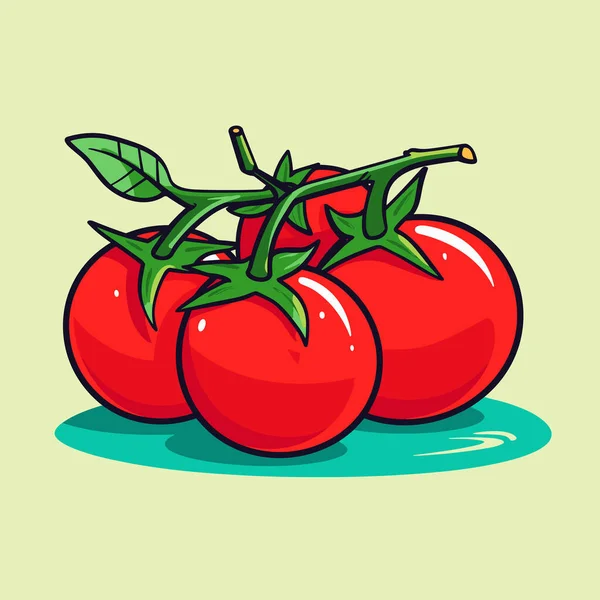 三只西红柿放在桌子上的一组西红柿 — 图库矢量图片