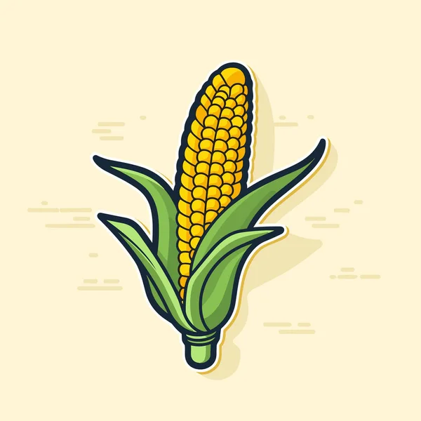 Corn Cob Yellow Background — Stock Vector