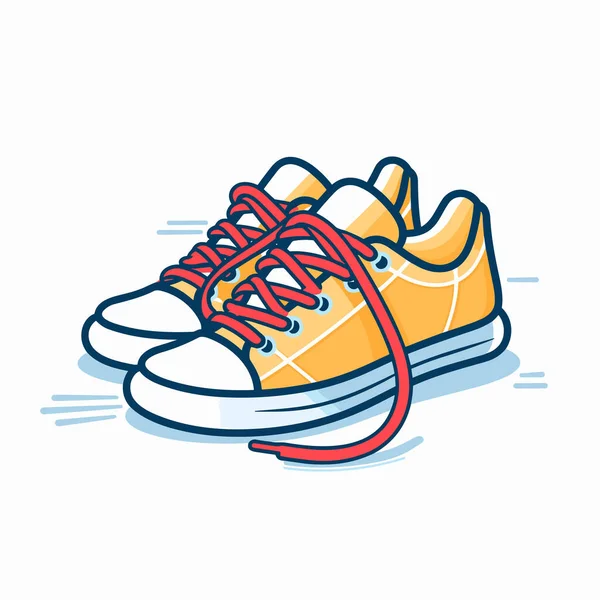 一双有红色鞋带的黄色运动鞋 — 图库矢量图片