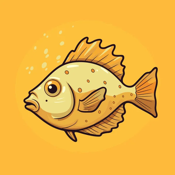 Karikatura Ryba Žlutým Pozadím — Stockový vektor