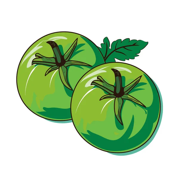 Ein Paar Grüne Tomaten Sitzen Übereinander — Stockvektor