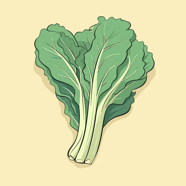 Grön Bladgrönsaker Gul Bakgrund — Stock vektor