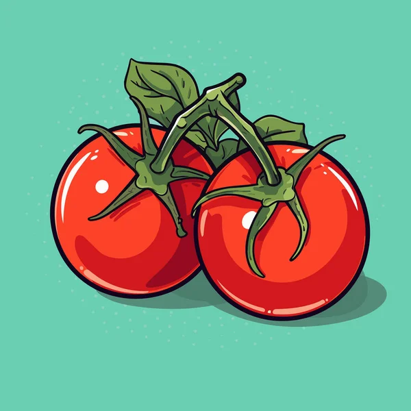Couple Tomatoes Sitting Top Each Other — Stock Vector
