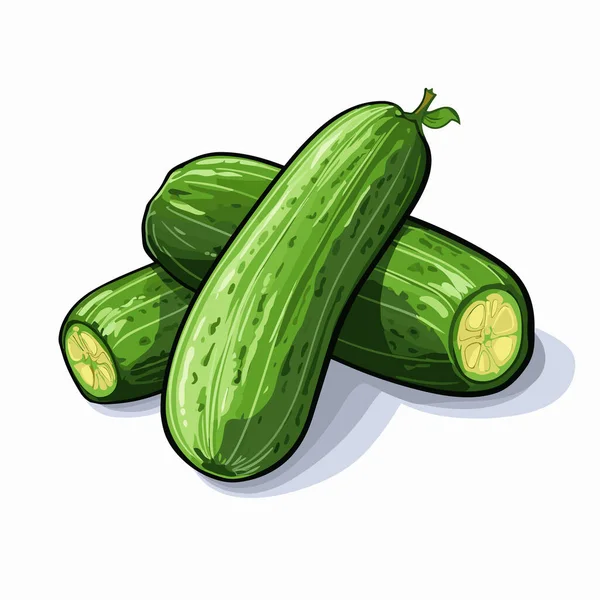 Een Paar Komkommers Die Naast Elkaar Zitten — Stockvector