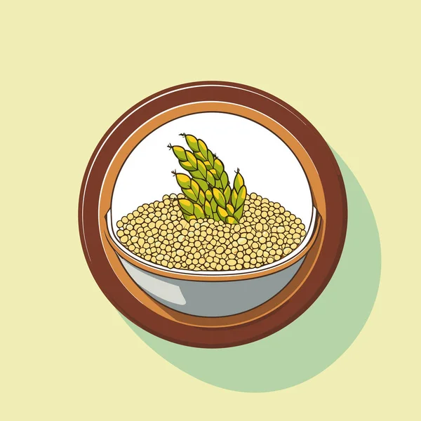 豆と植物で満たされたボウル — ストックベクタ