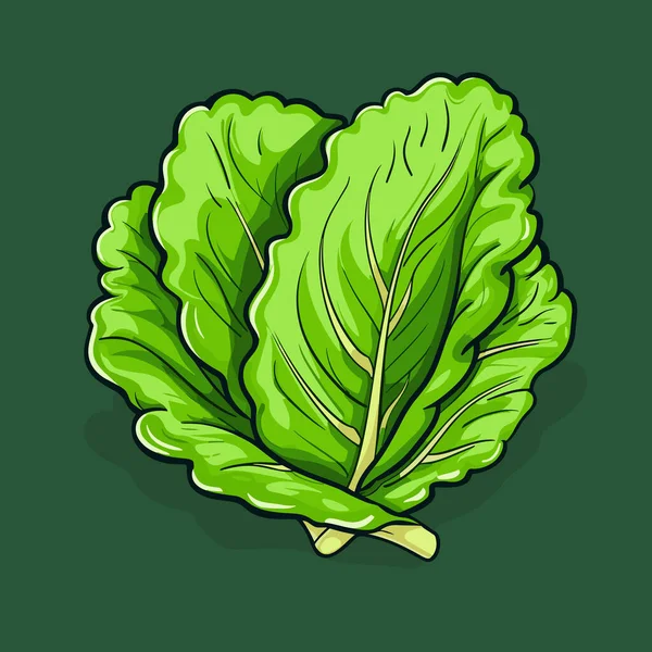 Ένα Πράσινο Φυλλώδες Λαχανικό Πράσινο Φόντο — Διανυσματικό Αρχείο