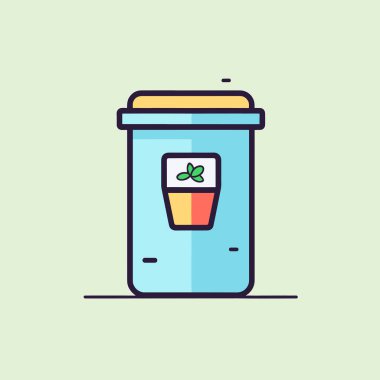 İçinde bitki olan mavi bir kavanoz.