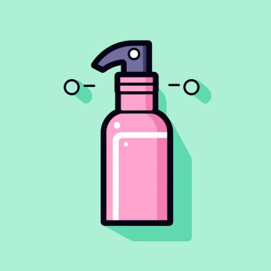 Yeşil arka planda siyah kapaklı pembe bir şişe.